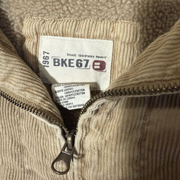 Buckle BKE 67 Trucker Jacket Men Large Corduroy Sherpa Lining Buttons Pockets - Picture 3 of 12